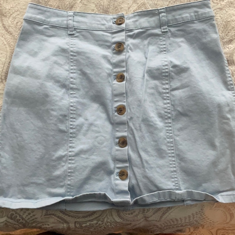 Forever 21 light blue button down skirt